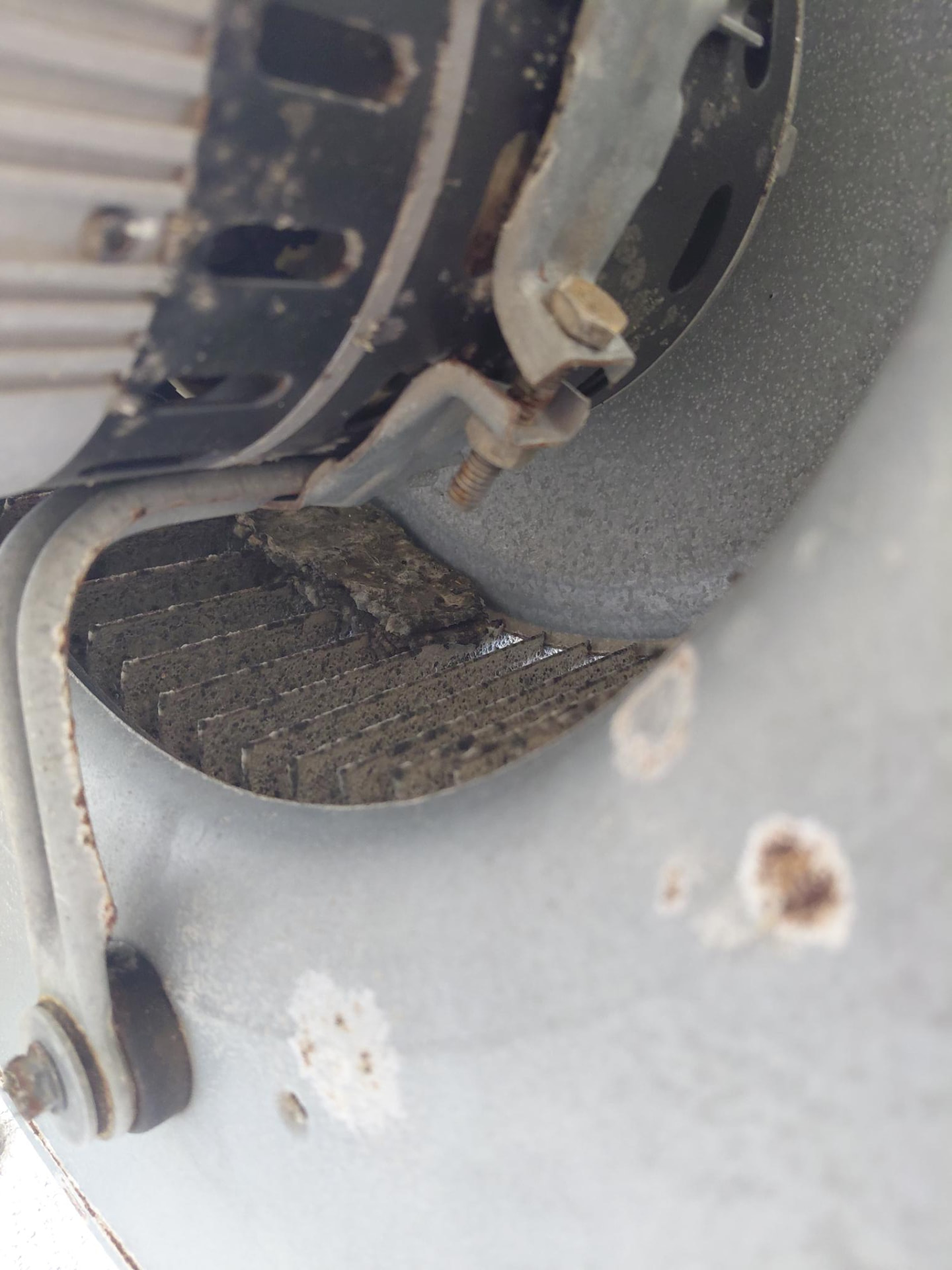 Close view of an HVAC blower assembly.