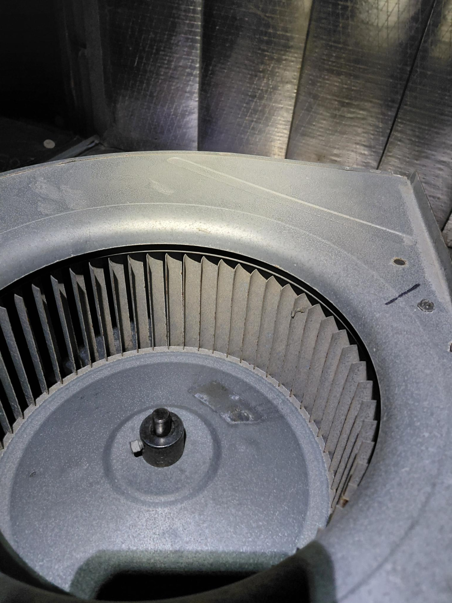 HVAC blower wheel documented during service.